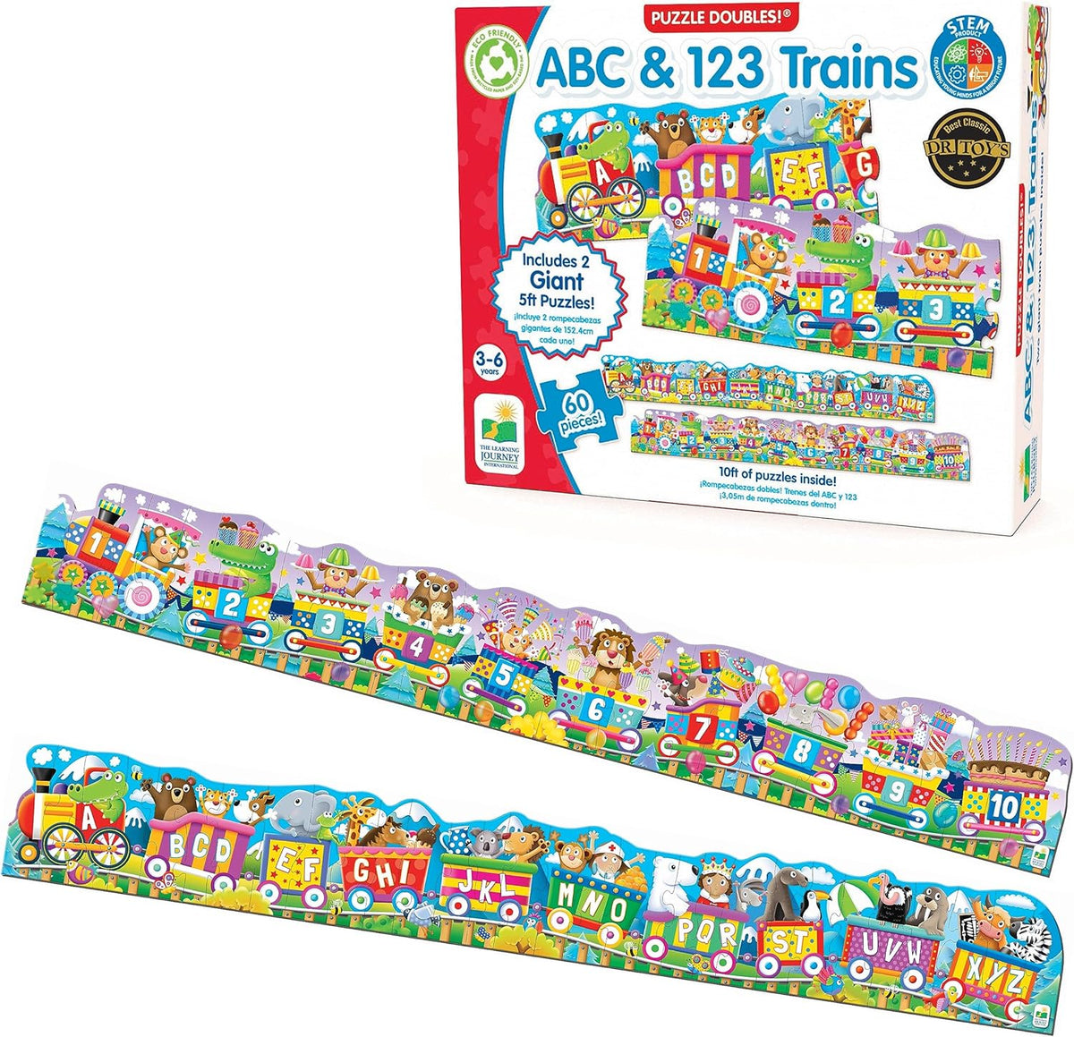 ABC &amp; 123 Trains Puzzle 60 pcs