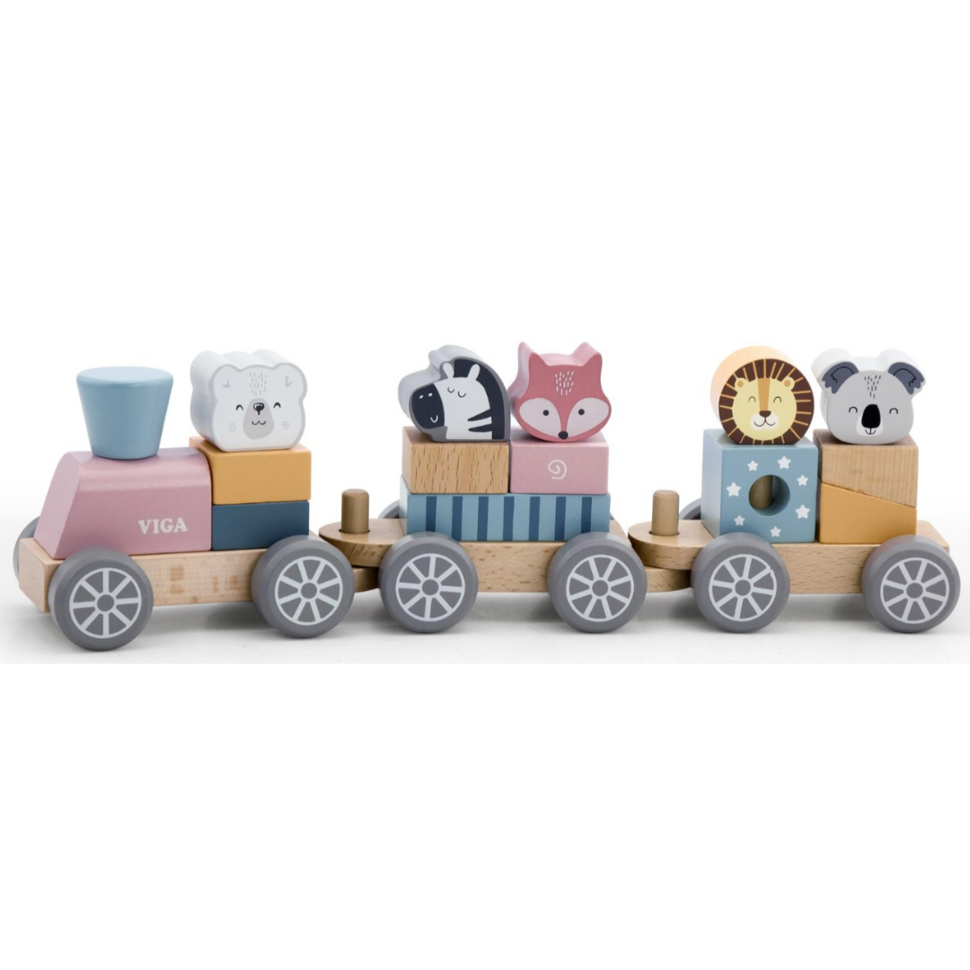 Wooden Animal &amp; Block Stacking Train