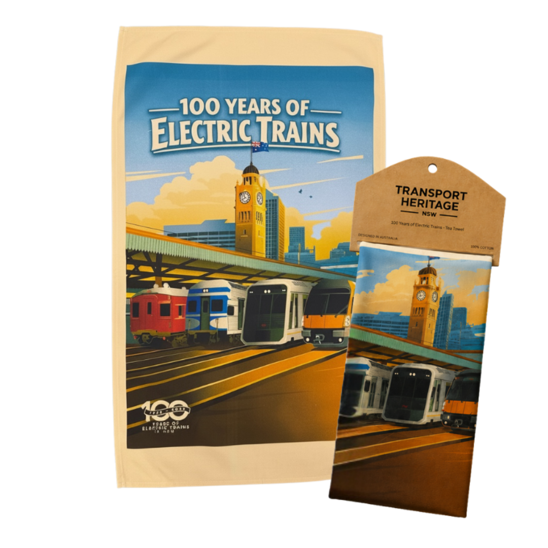 100 Years of Electric Trains - Tea Towel